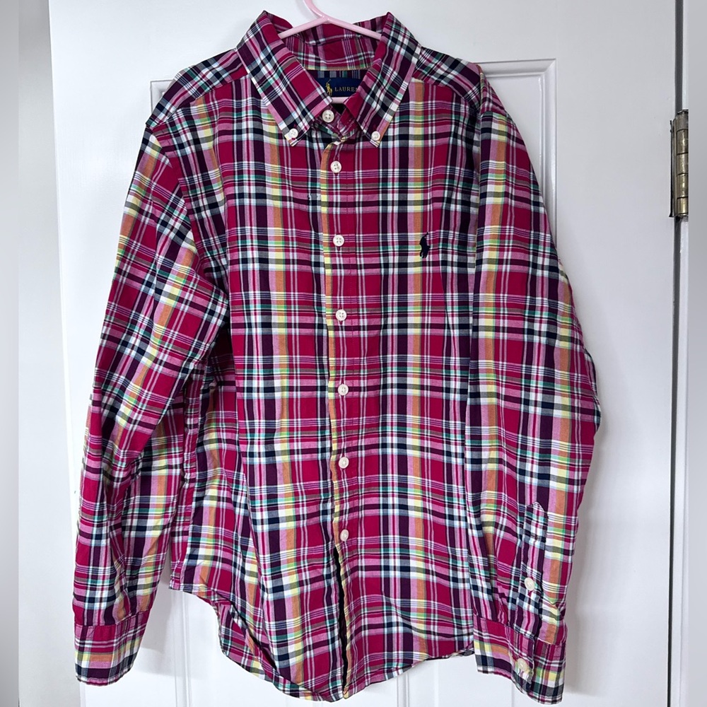 Ralph Lauren Plaid Boys Shirt - Red and Blue; Size M (10-12)